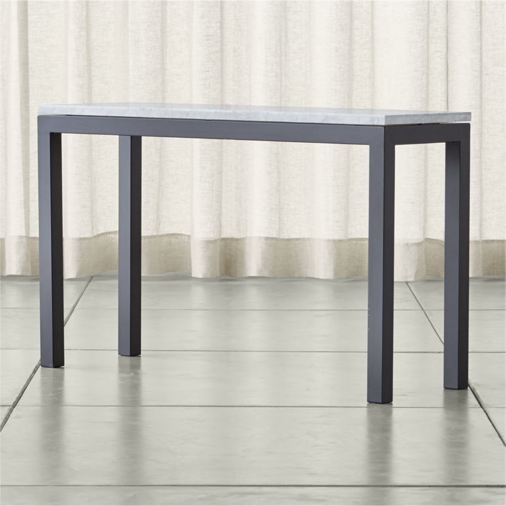 Parsons White Marble Top/ Dark Steel Base 48x16 Console - Image 0