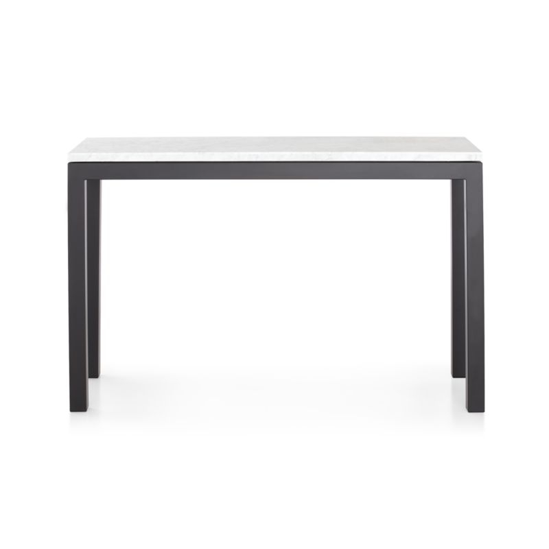 Parsons White Marble Top/ Dark Steel Base 48x16 Console - Image 1