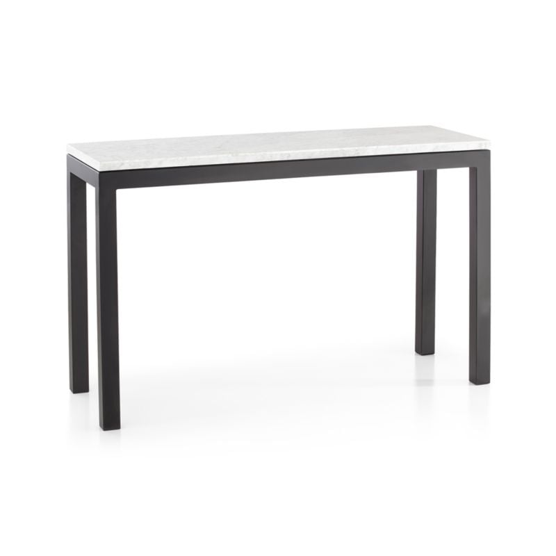 Parsons White Marble Top/ Dark Steel Base 48x16 Console - Image 3