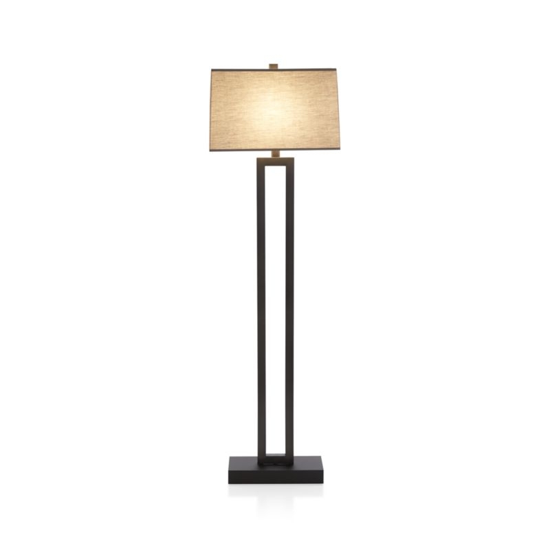 Duncan Antiqued Bronze Floor Lamp with Grey Shade - Image 4
