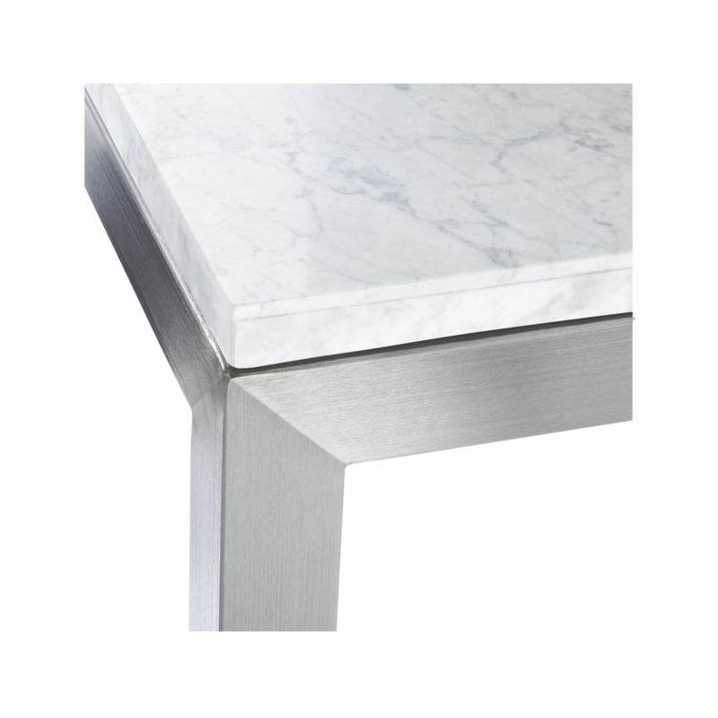 Parsons White Marble Top/ Stainless Steel Base 60x36 Large Rectangular Coffee Table - Image 3