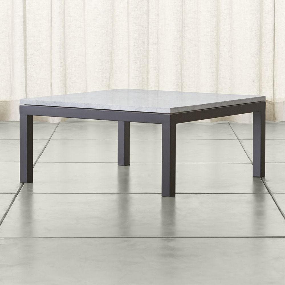 Parsons White Marble Top/ Dark Steel Base 36x36 Square Coffee Table - Image 0