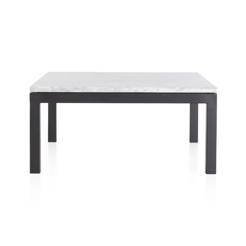 Parsons White Marble Top/ Dark Steel Base 36x36 Square Coffee Table - Image 1