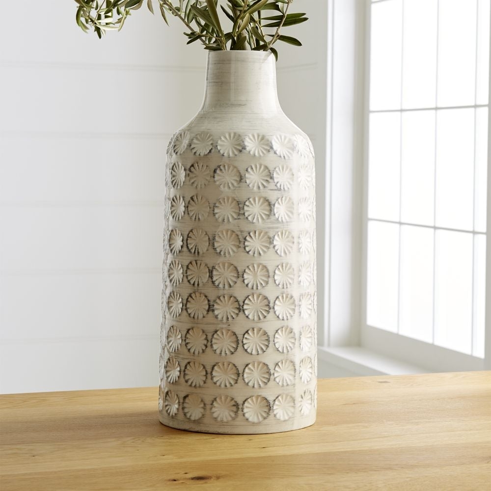 Taline White Glazed Stoneware Vase - Image 10