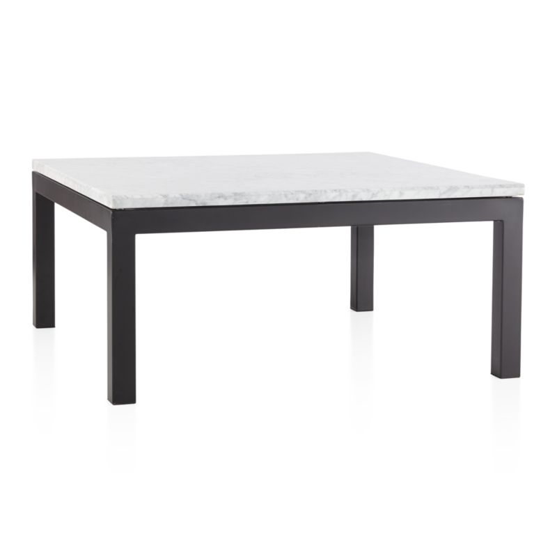 Parsons White Marble Top/ Dark Steel Base 36x36 Square Coffee Table - Image 2