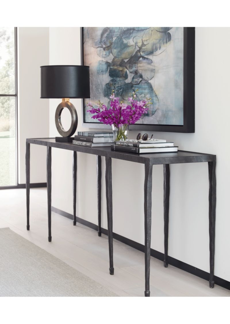 Silviano 84" Rectangular Black Iron and Steel Console Table - Image 3
