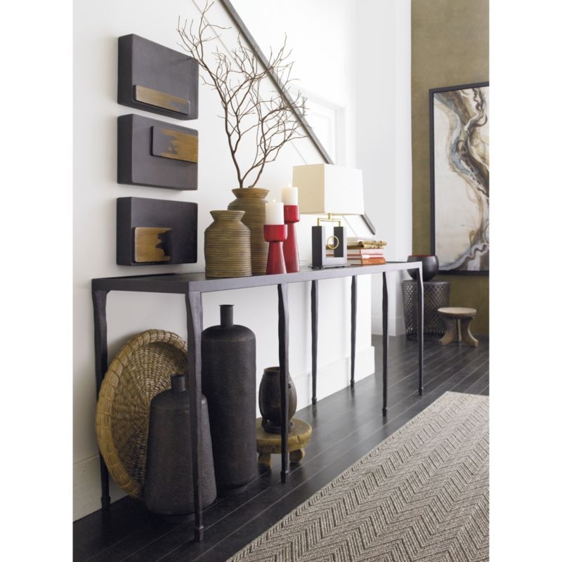 Silviano 84" Rectangular Black Iron and Steel Console Table - Image 9