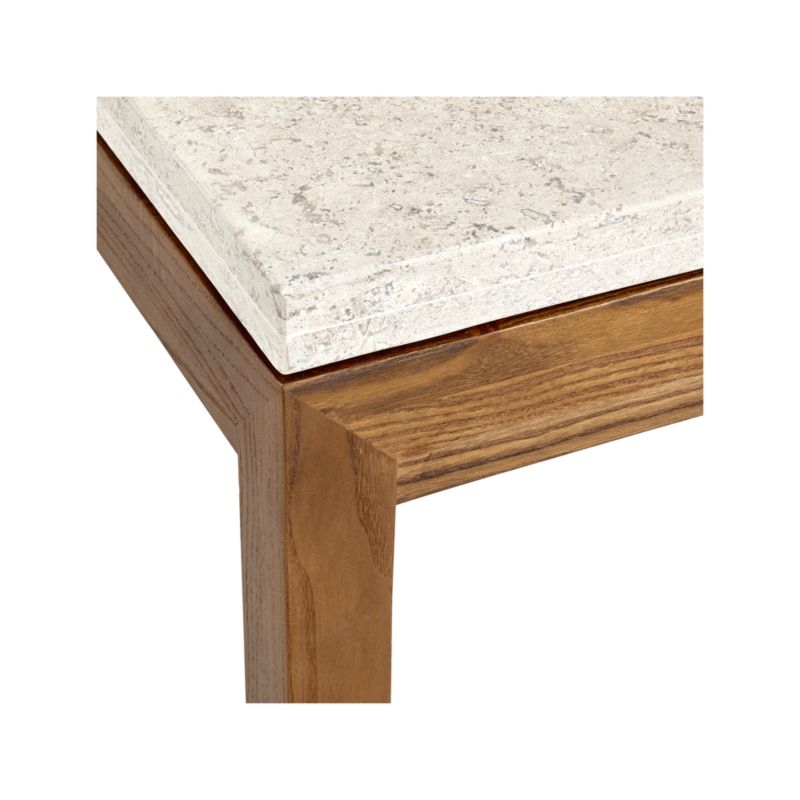 Parsons Travertine Top/ Elm Base 48x28 Small Rectangular Coffee Table - Image 4