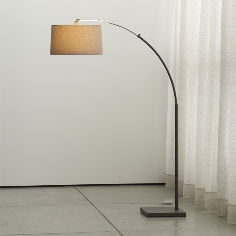 Dexter Arc Floor Lamp with Grey Shade - Image 1