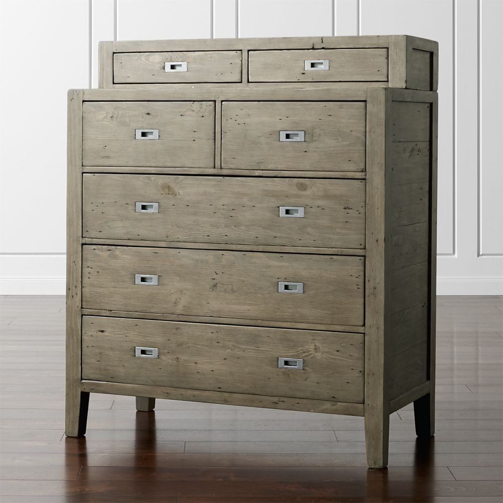 Morris Ash Grey 5-Drawer Chest with Hutch - Image 0