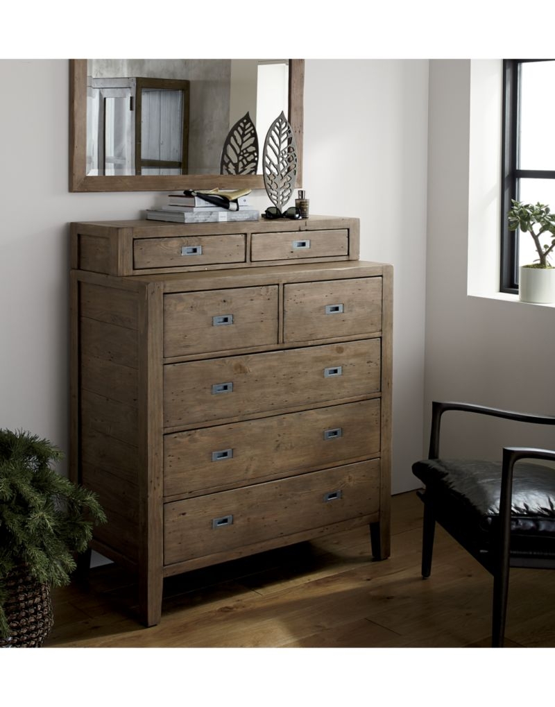Morris Ash Grey 5-Drawer Chest with Hutch - Image 1