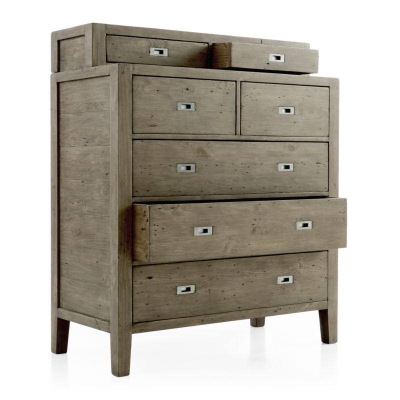 Morris Ash Grey 5-Drawer Chest with Hutch - Image 5