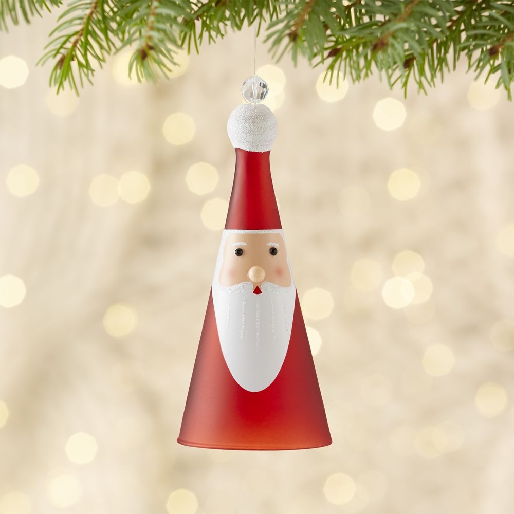 Red Glass Santa Bell Christmas Tree Ornament - Image 0