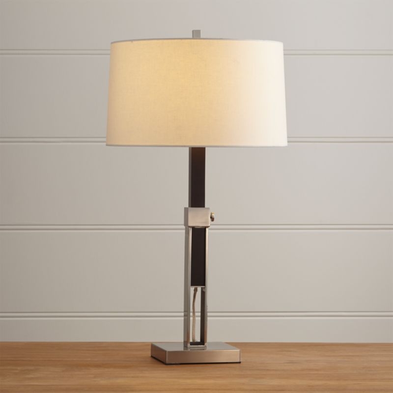 Denley Nickel Table Lamp with Black Wood - Image 1