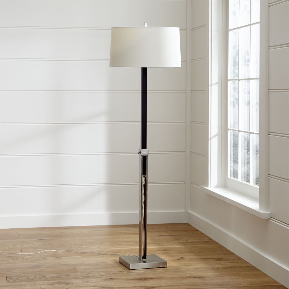 Denley Nickel Floor Lamp with Black Wood - Image 0