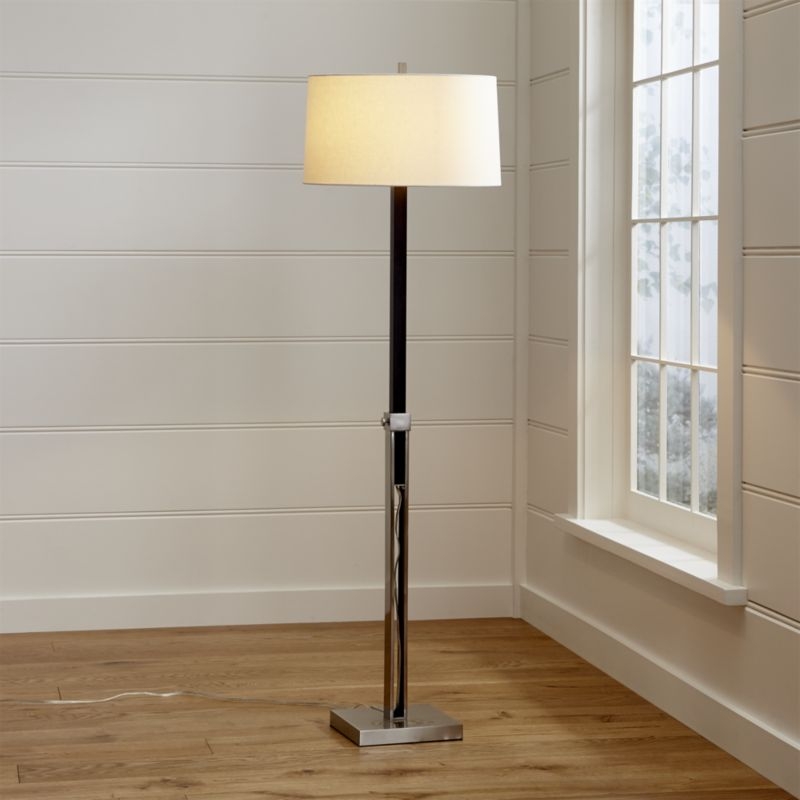 Denley Nickel Floor Lamp with Black Wood - Image 1