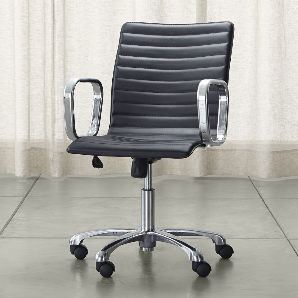 Ripple Black Leather Office Chair with Chrome Base - Image 0