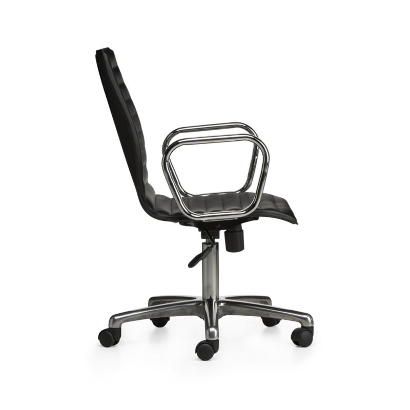 Ripple Black Leather Office Chair with Chrome Base - Image 3