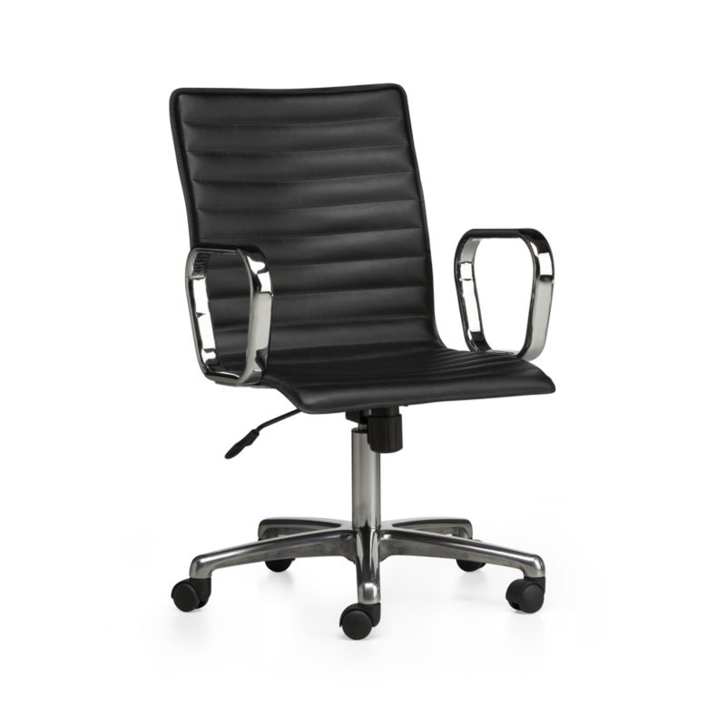 Ripple Black Leather Office Chair with Chrome Base - Image 4