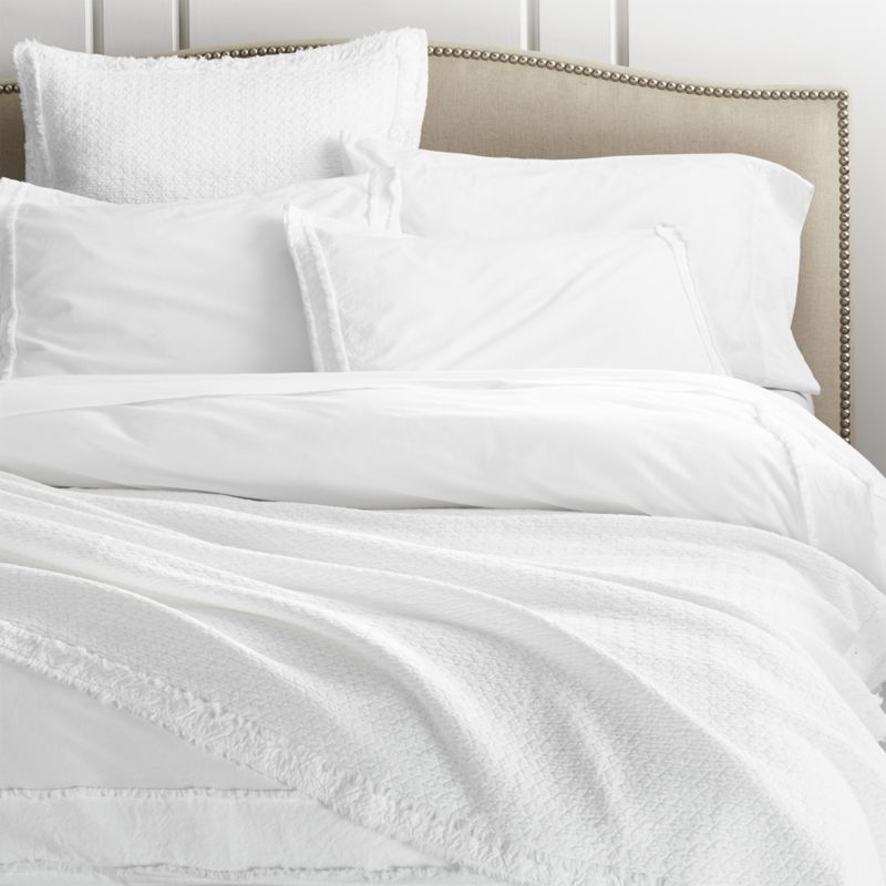 Favorite Washed Organic Cotton White Eyelash King Bed Pillow Sham - Image 2