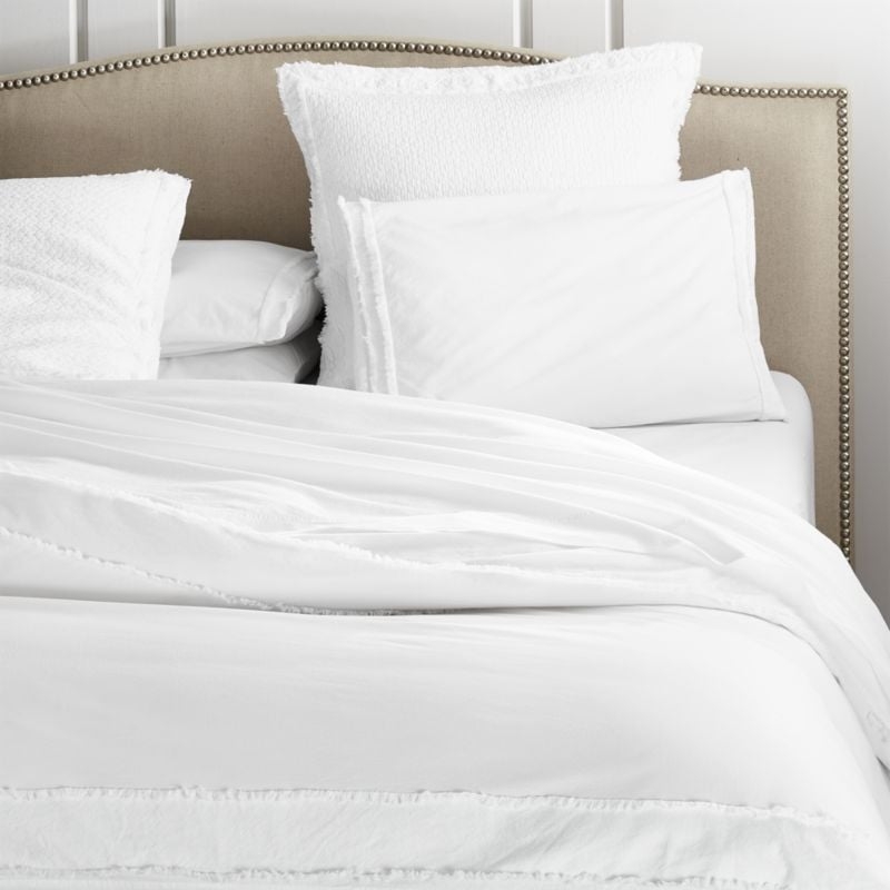 Favorite Washed Organic Cotton White Eyelash King Bed Pillow Sham - Image 3