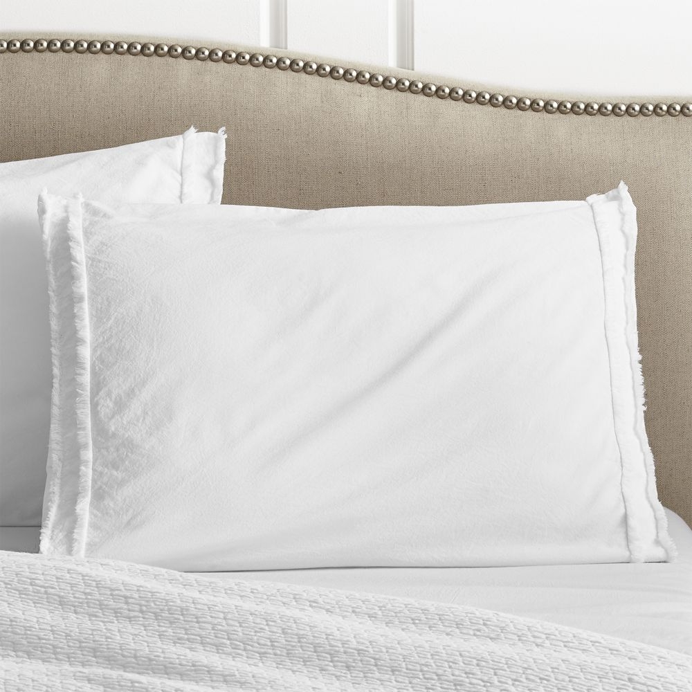 Favorite Washed Organic Cotton White Eyelash Standard Bed Pillow Sham - Image 0
