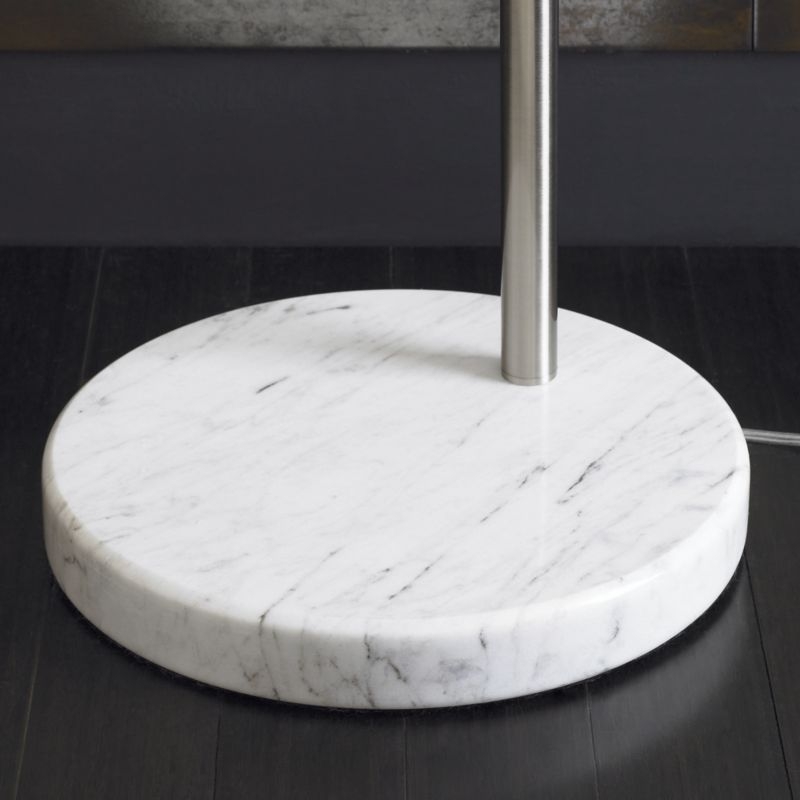 Meryl Arc Nickel Floor Lamp with White Shade - Image 3