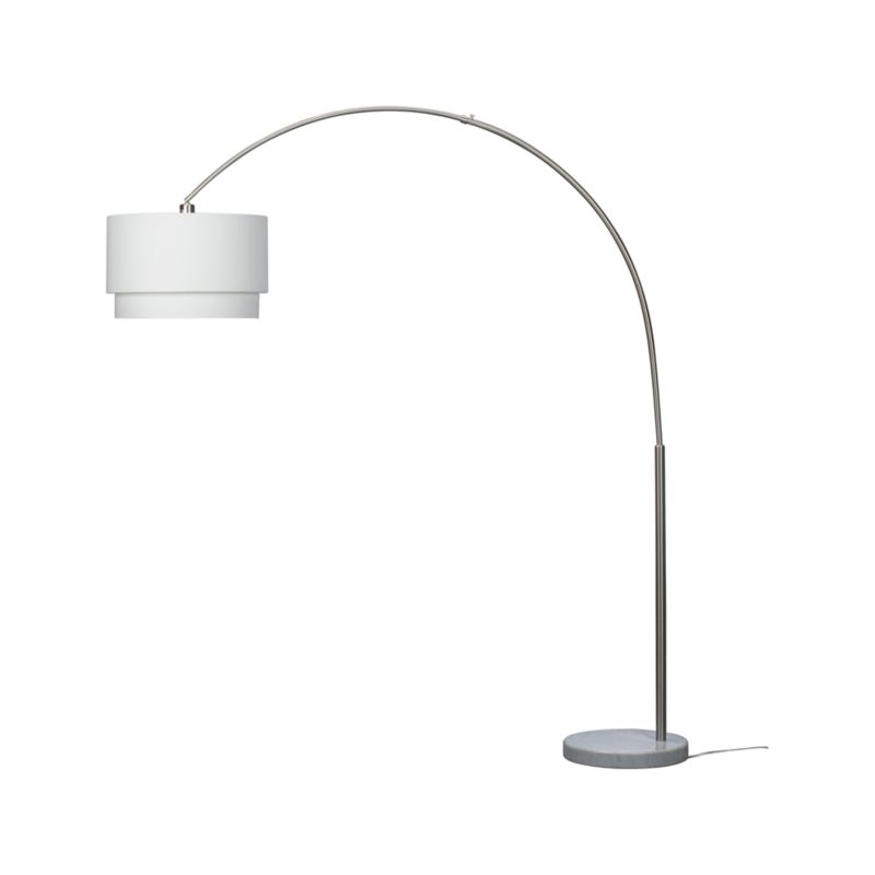 Meryl Arc Nickel Floor Lamp with White Shade - Image 7