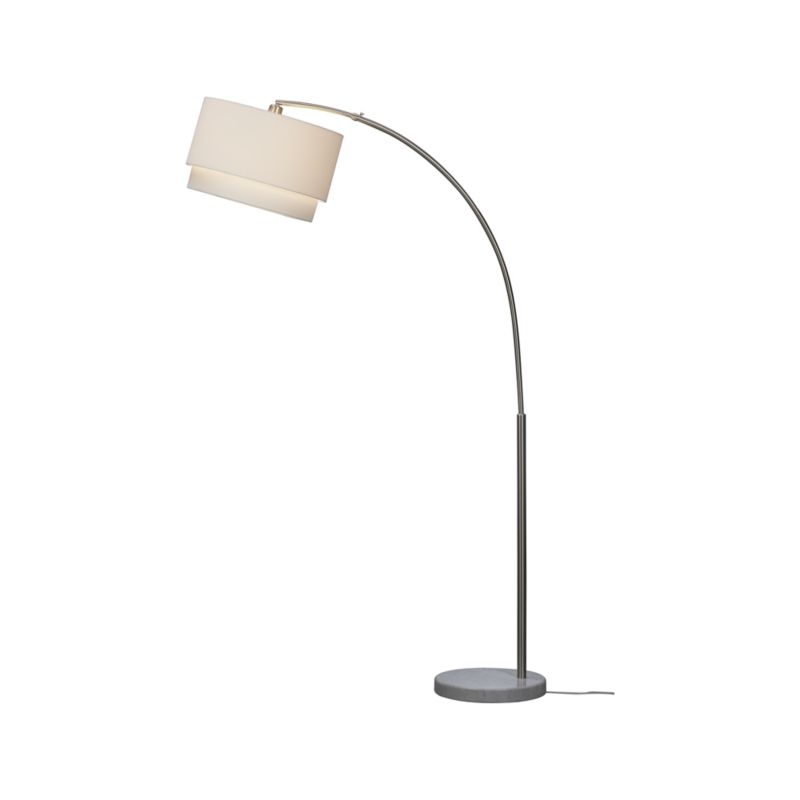 Meryl Arc Nickel Floor Lamp with White Shade - Image 9