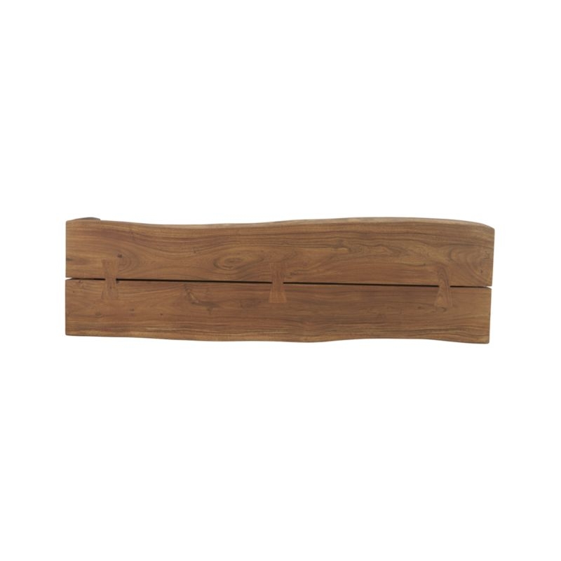 Yukon Warm Acacia Live Edge Solid Wood Storage Entryway Bench with Shelf - Image 6