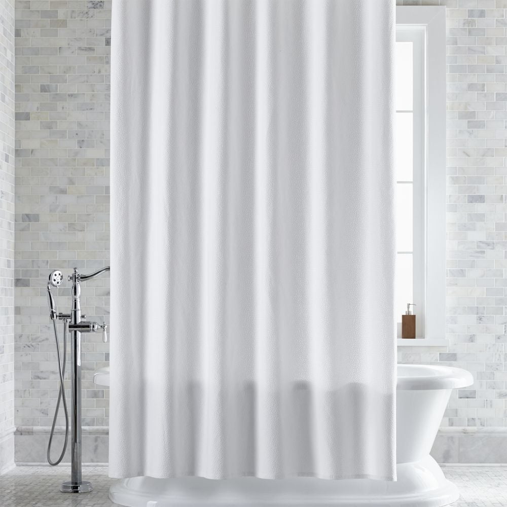 Pebble Matelassé White Extra-Long Shower Curtain - Image 0