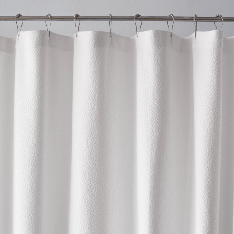 Pebble Matelassé White Extra-Long Shower Curtain - Image 2