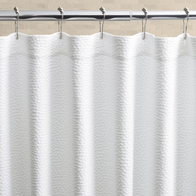 Pebble Matelassé White Extra-Long Shower Curtain - Image 4