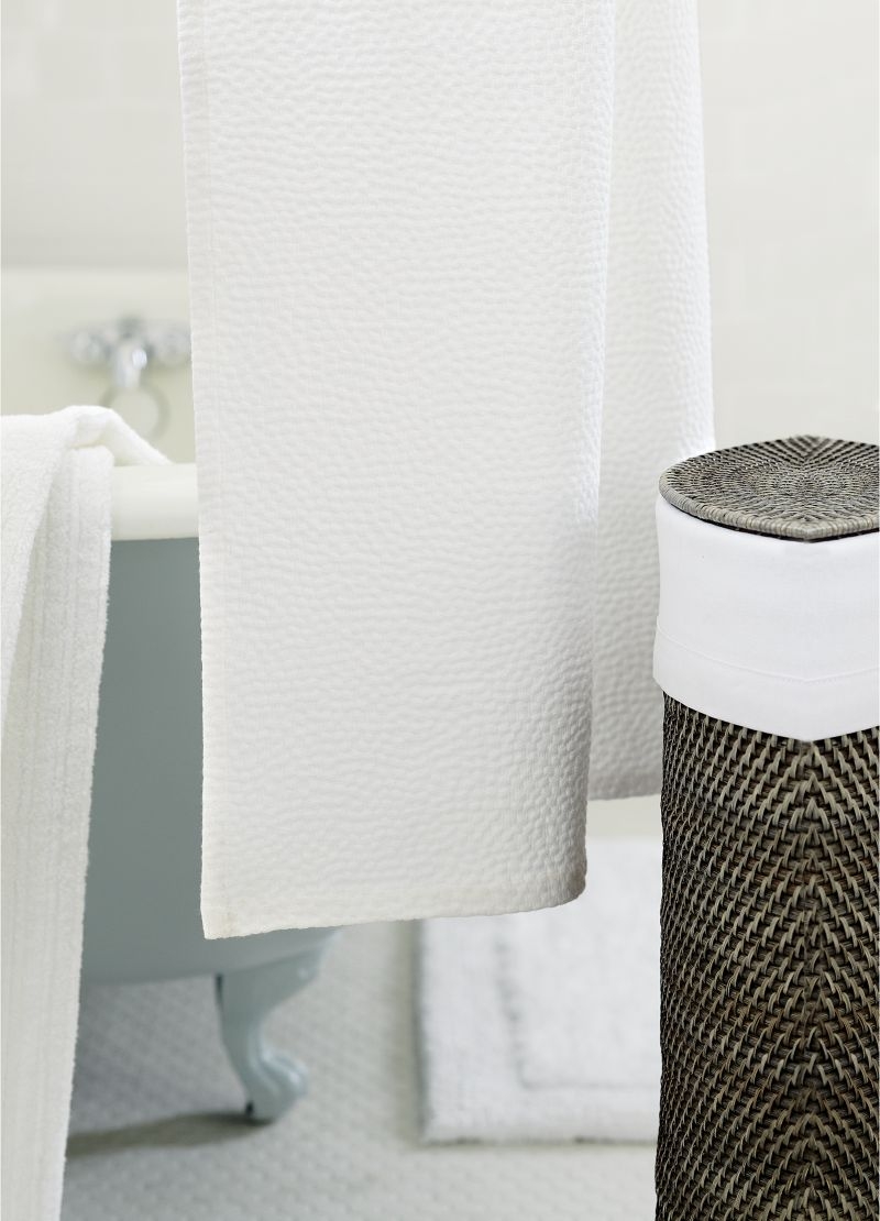 Pebble Matelassé White Extra-Long Shower Curtain - Image 5