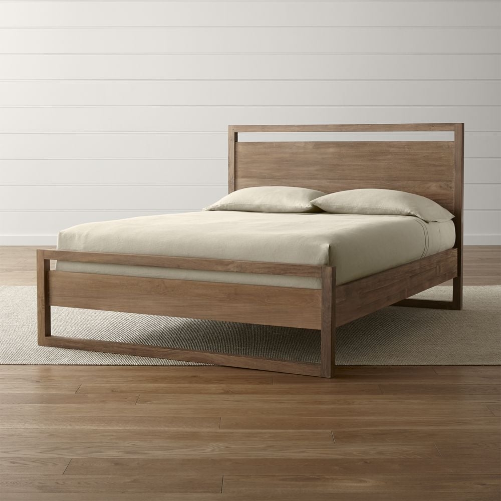 Linea Natural Teak Wood Queen Bed - Image 0