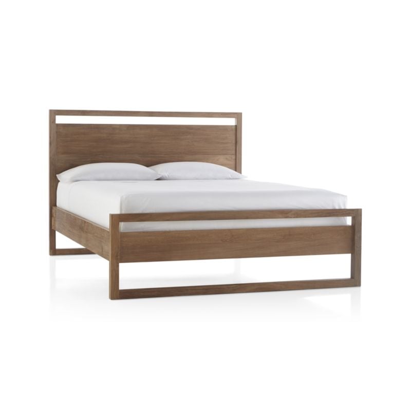 Linea Natural Teak Wood Queen Bed - Image 2