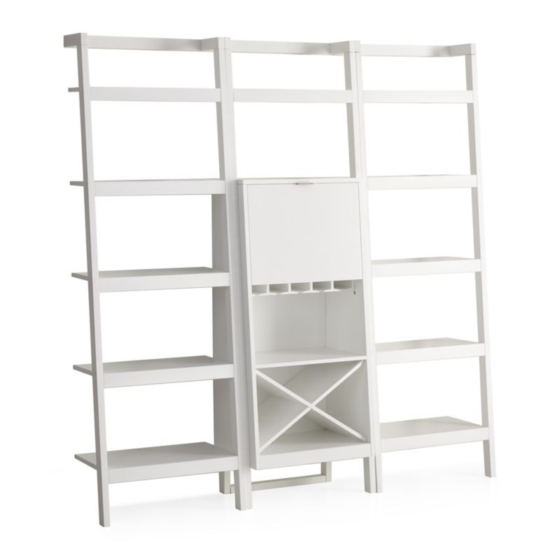 Sawyer White Leaning Wine Bar with Two 24.5" Bookcases - Image 2