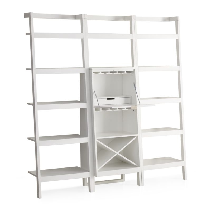Sawyer White Leaning Wine Bar with Two 24.5" Bookcases - Image 3