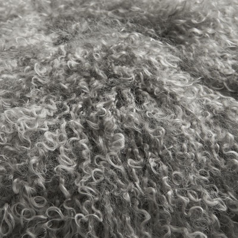 Pelliccia 23"x23" Silver Grey Throw Pillow with Feather Insert - Image 2