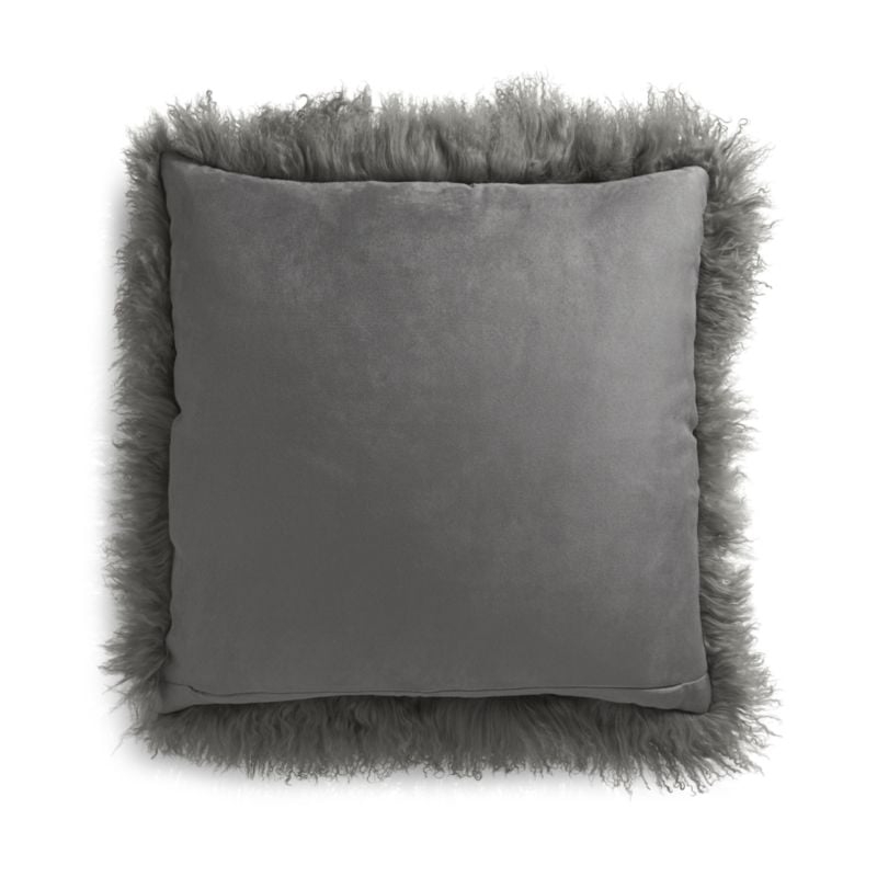 Pelliccia 23"x23" Silver Grey Throw Pillow with Feather Insert - Image 3