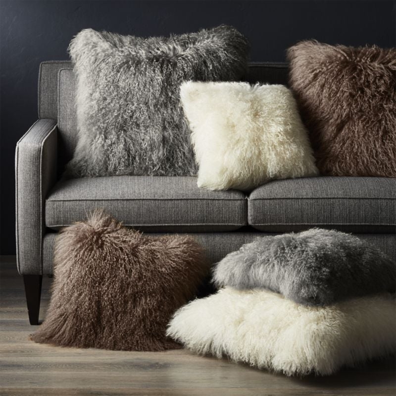 Pelliccia 23"x23" Silver Grey Throw Pillow with Feather Insert - Image 5