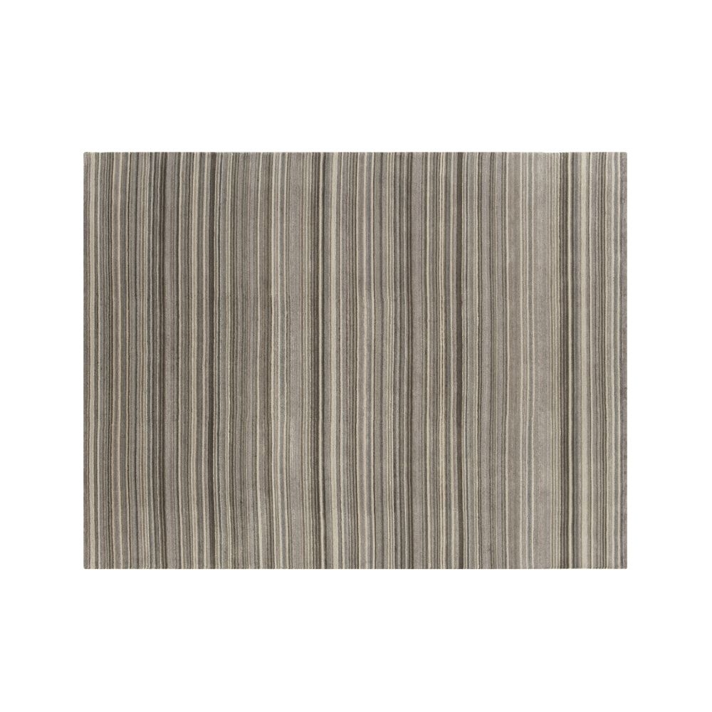Lynx Grey Striped Hand Knotted Wool 9'x12' Rug - Image 0