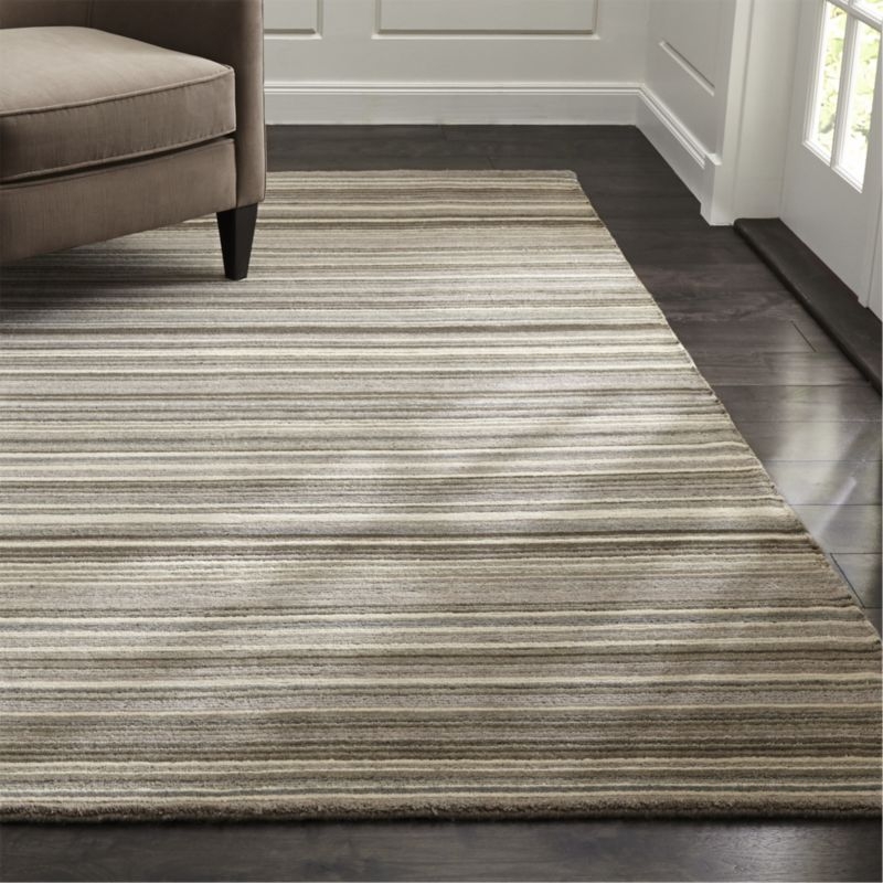Lynx Grey Striped Hand Knotted Wool 9'x12' Rug - Image 1