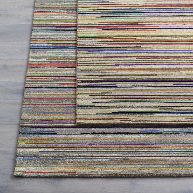 Lynx Grey Striped Hand Knotted Wool 9'x12' Rug - Image 3