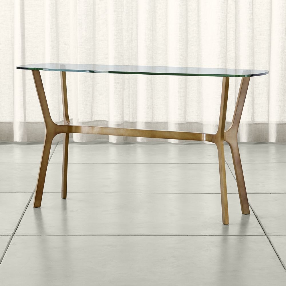 Elke Glass Console Table with Brass Base - Image 0