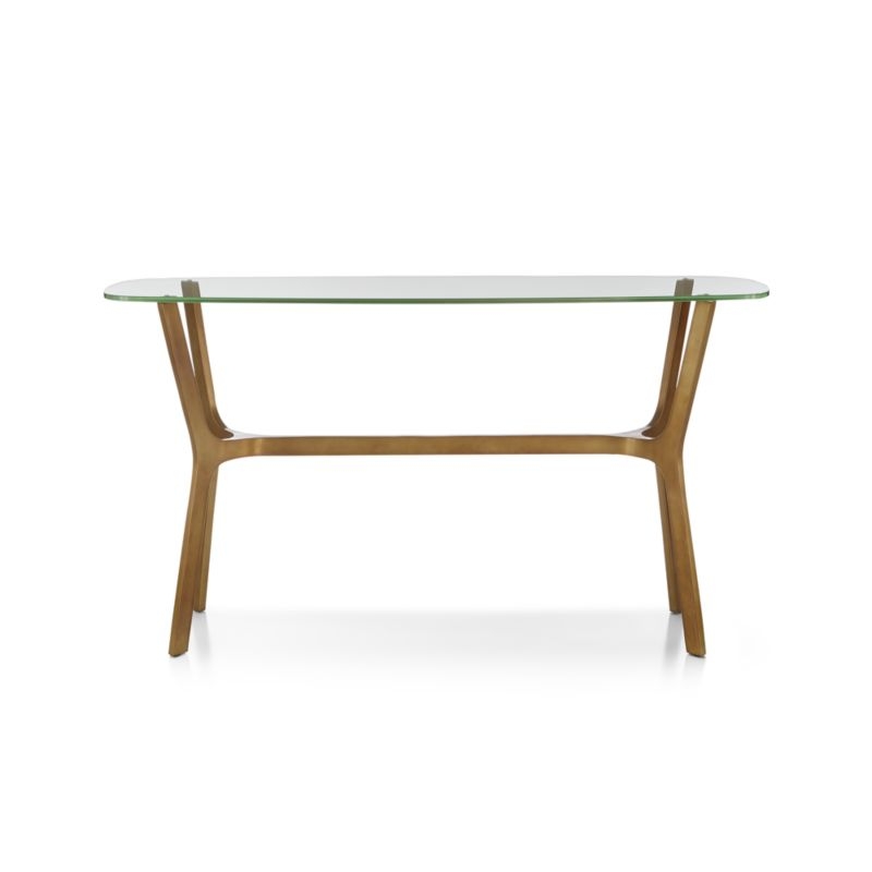 Elke Glass Console Table with Brass Base - Image 1