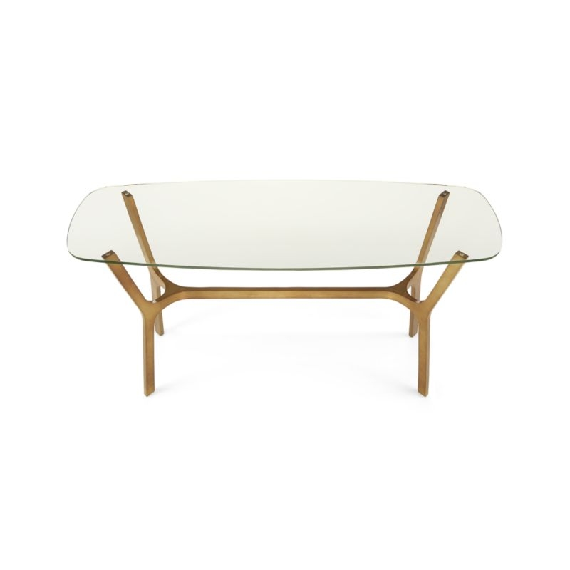 Elke Glass Console Table with Brass Base - Image 3