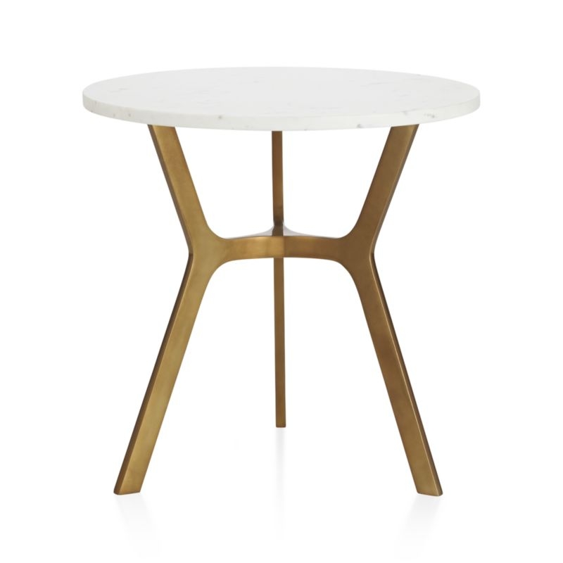 Elke Round Marble End Table with Brass Base - Image 1