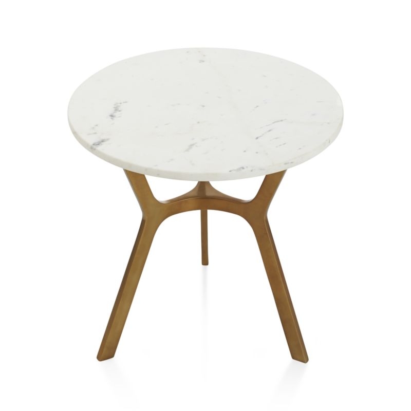 Elke Round Marble End Table with Brass Base - Image 10