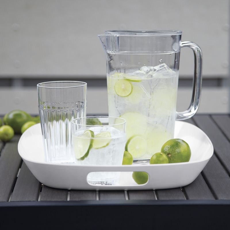 Lunea White 19"x14" Outdoor Melamine Tray with Handles - Image 2
